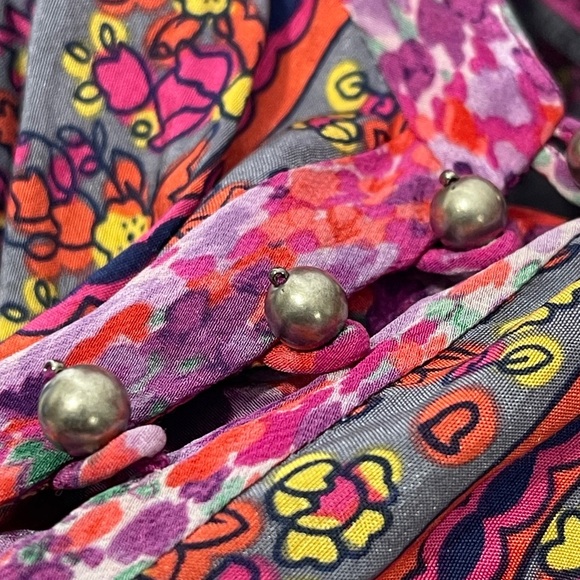 Rebecca Taylor Floral 100% Silk Spaghetti Strap Boho Dress Size 6 - Picture 3 of 9